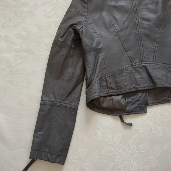 Boden limited edition leather biker Moto cropped asymmetric jacket